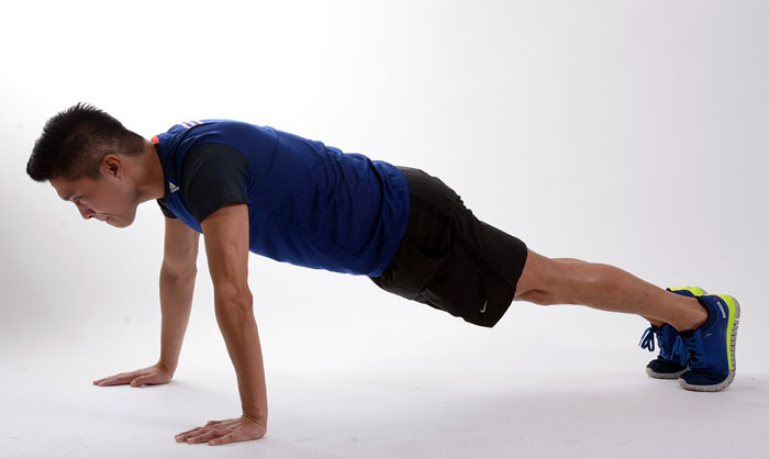 the push-up exercise demonstrating proper form