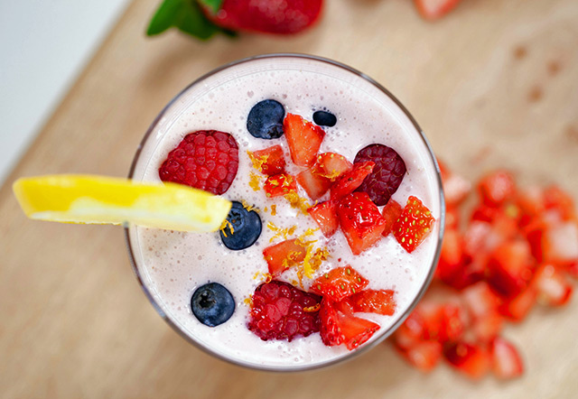 drinking a protein shake