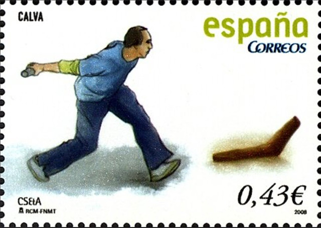 Calva sport depicted on a stamp from Spain