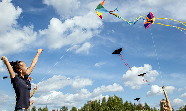 kids flying kites