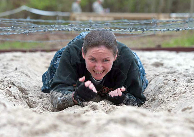 crawling under barbed wire 