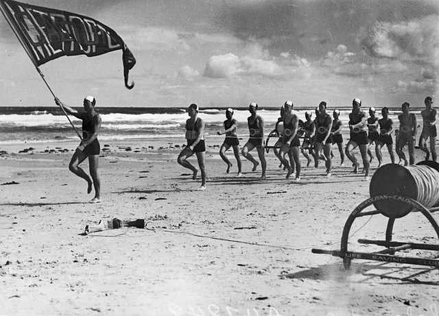 a surf lifesaving parade at the strat of competition