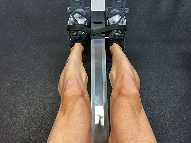 rowing ergometer test in action