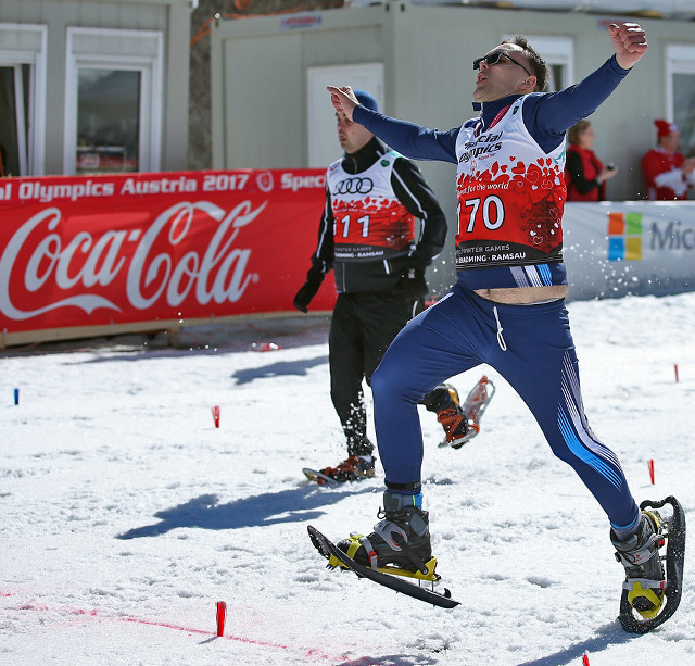 snowshoeing event at the Winter Special Olympics