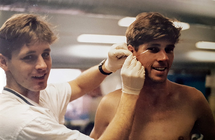 collecting a blood sample for lactate analysis