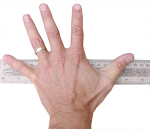 Hand span measurement technique demonstration