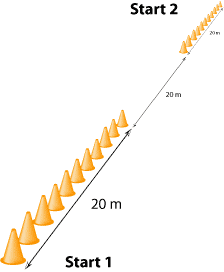 Phosphate recovery test course layout diagram showing cone placement